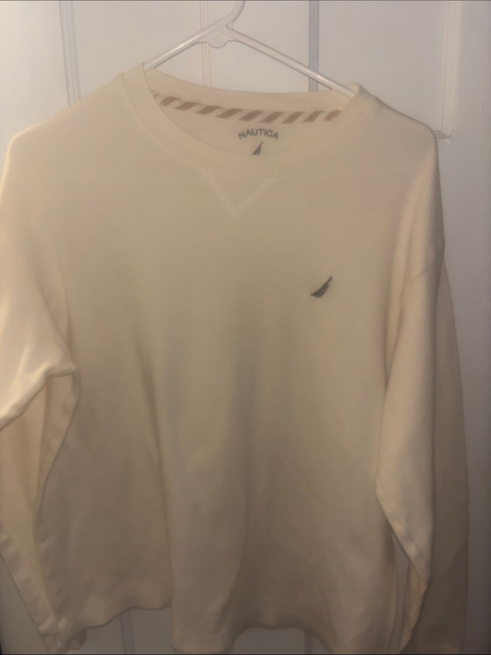 Nautica Men's Cream/Off-White Crewneck Sweatshirt